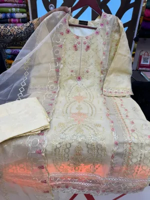 Stitched Organza Party 3-Piece